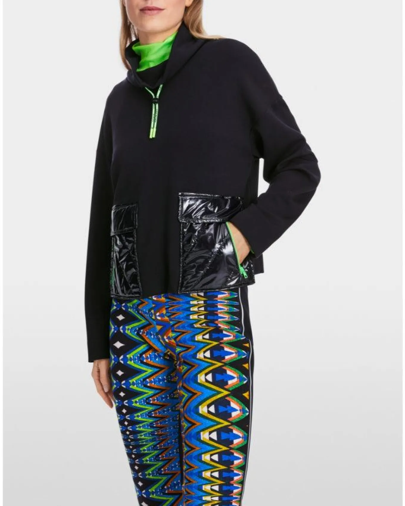 Marc Cain Shiny Quilt Pocket Sweatshirt