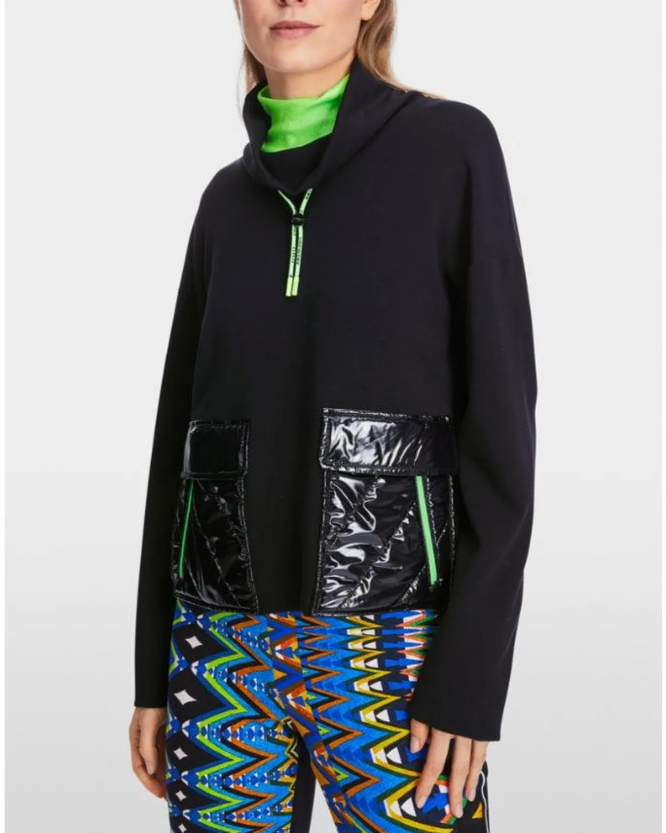 Marc Cain Shiny Quilt Pocket Sweatshirt