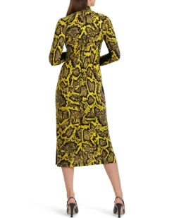 Marc Cain Snaky Croc Print Fitted Dress