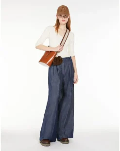 Max Mara Weekend Fuxia Pleated Denim Pant