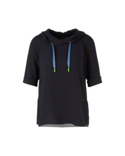 MCN/TOP/DRAWSTRING NECK 1/2 SLV BLOUSE