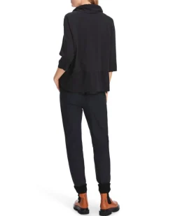 MCN/TOP/DRAWSTRING NECK 1/2 SLV BLOUSE