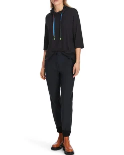 MCN/TOP/DRAWSTRING NECK 1/2 SLV BLOUSE