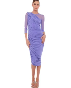 Norma Kamali Diana Mesh Long Sleeve Dress