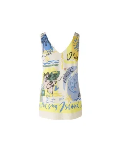 Oui Summery Motif Print Tank Top