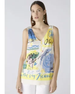 Oui Summery Motif Print Tank Top