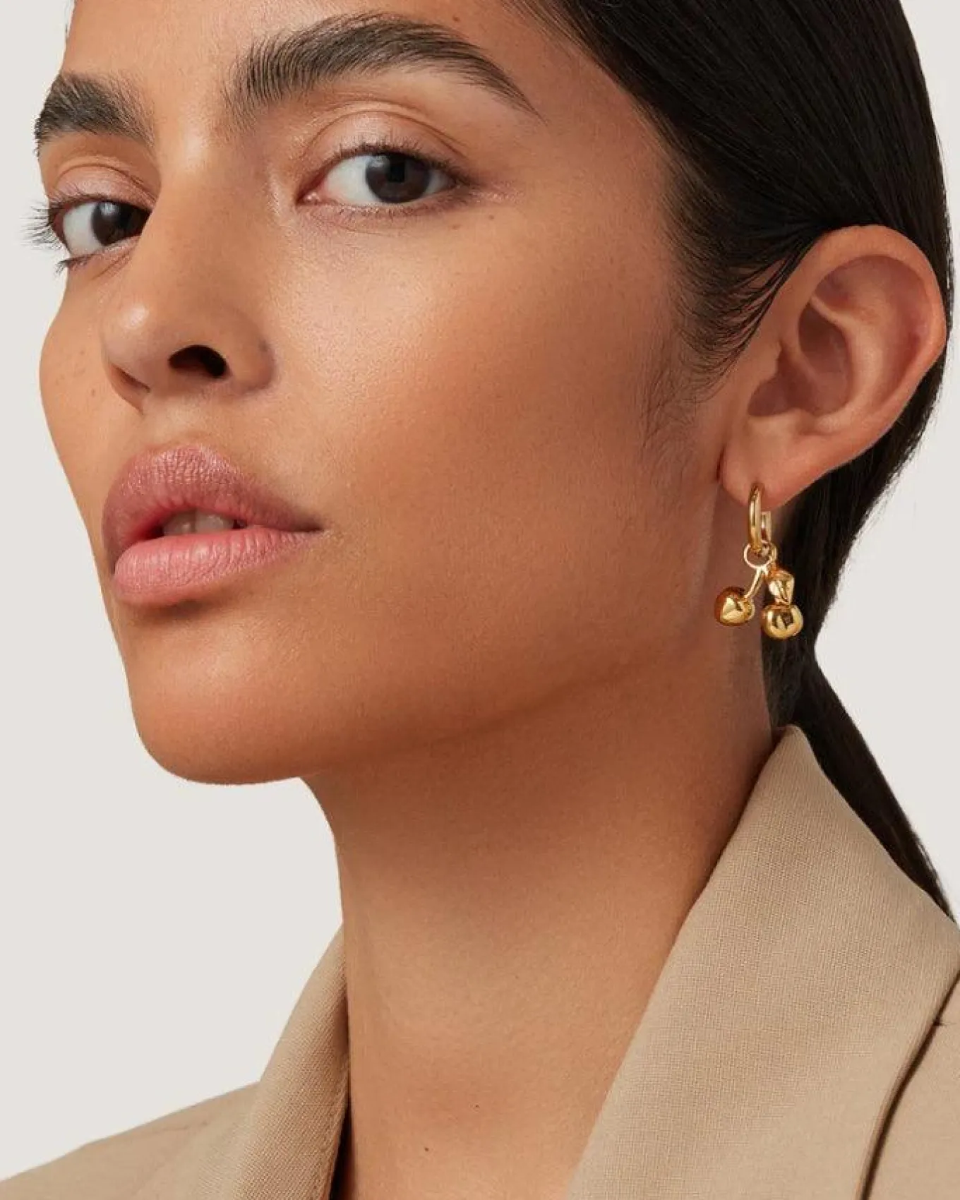 Puffy Heart and Cherry Huggie Earring Set