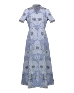 Purotatto Flowers Pinstripe Dress