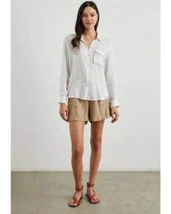 Rails Charli White Blanket Stitch Trim Shirt