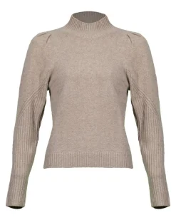 Repeat Mock Neck Puff Sleeve Cashmere Sweater