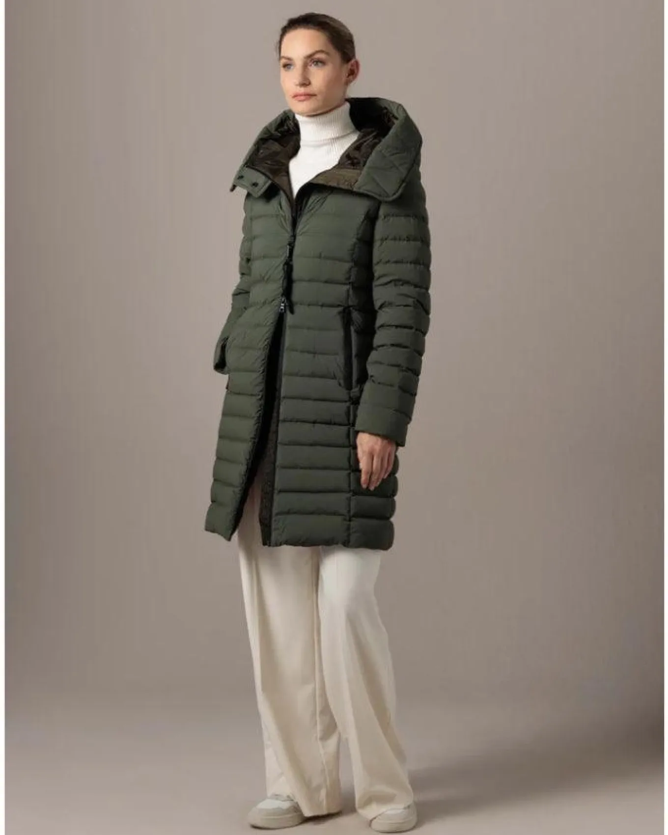 Ruth Knee Length Hooded Down Coat