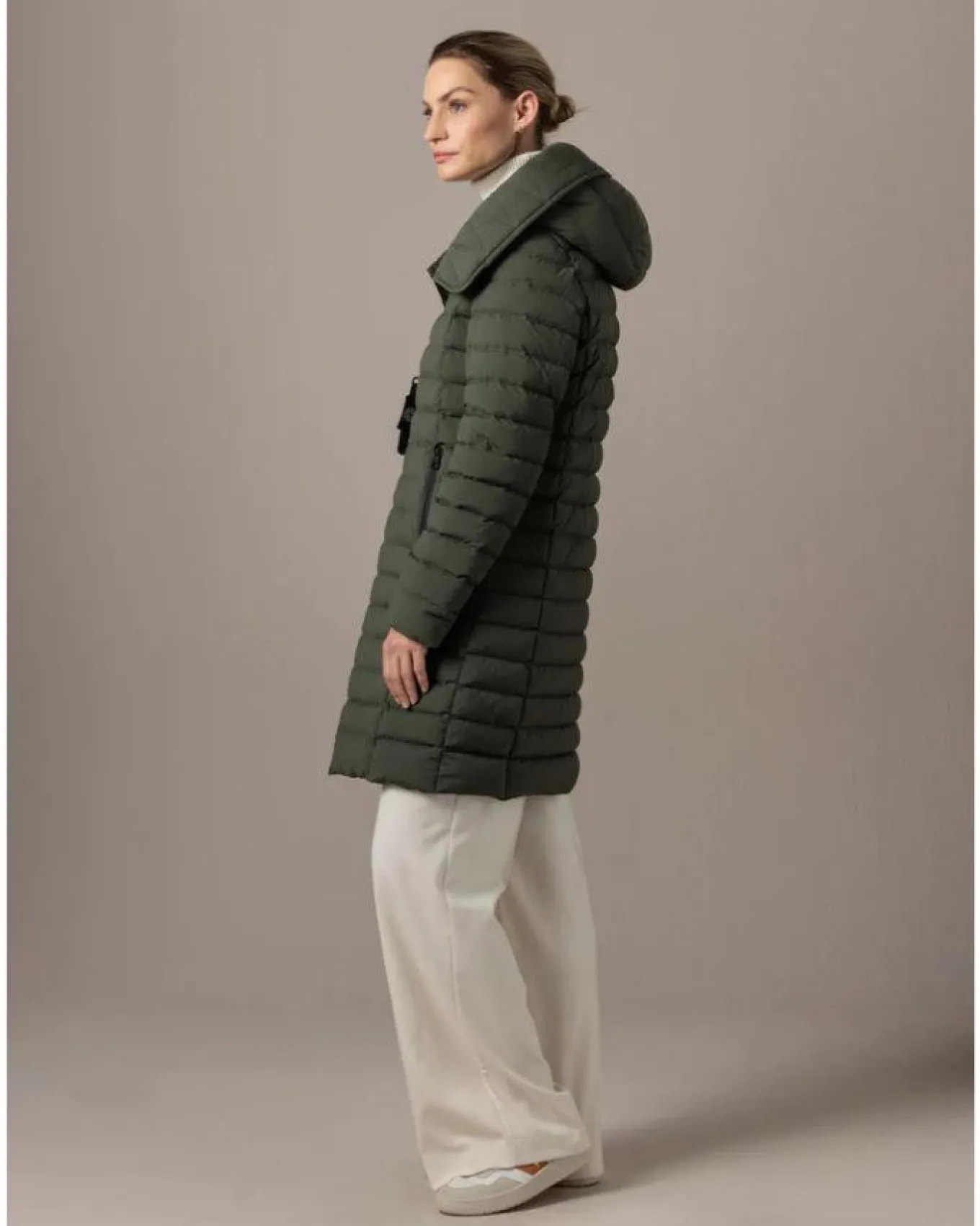 Ruth Knee Length Hooded Down Coat