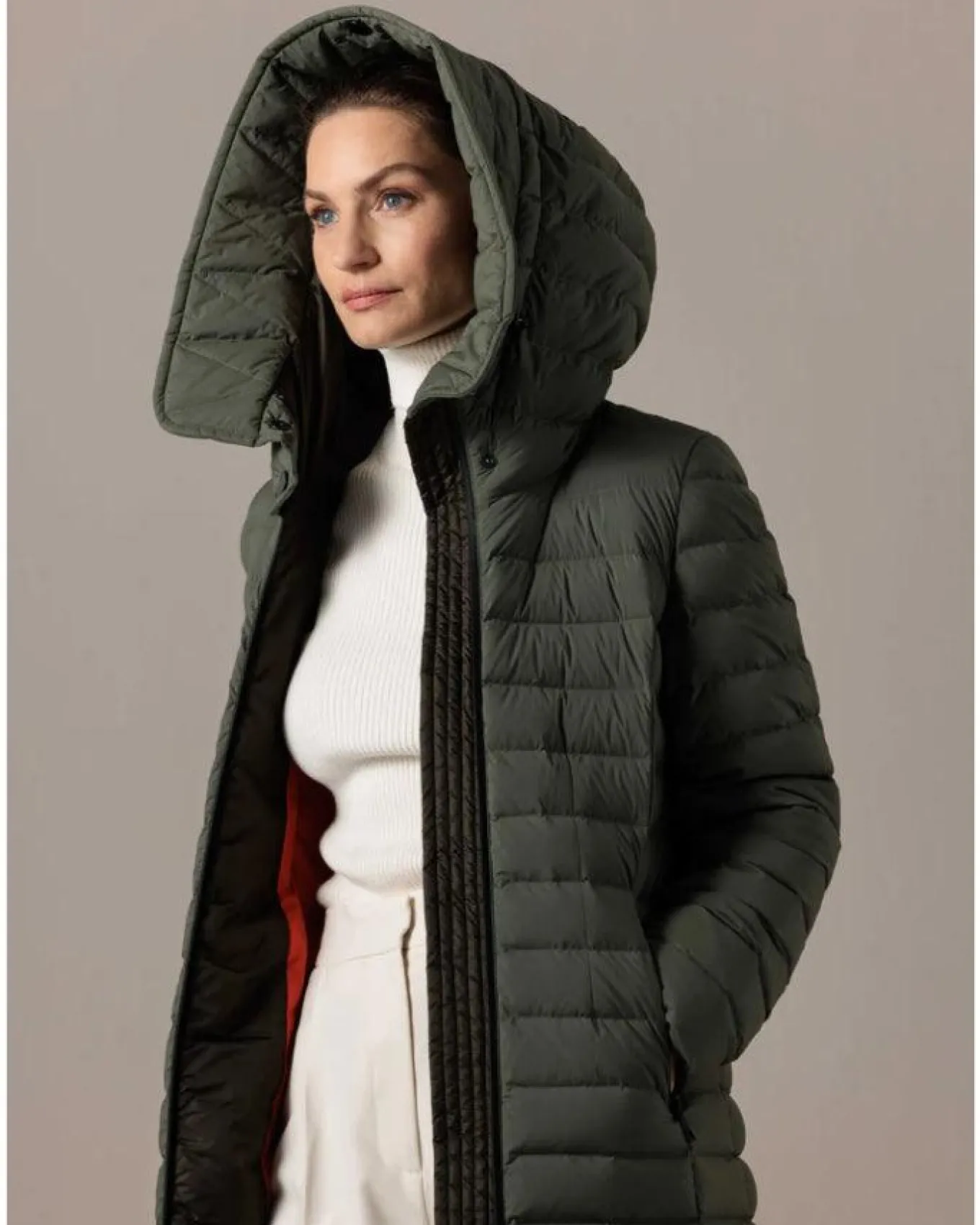 Ruth Knee Length Hooded Down Coat