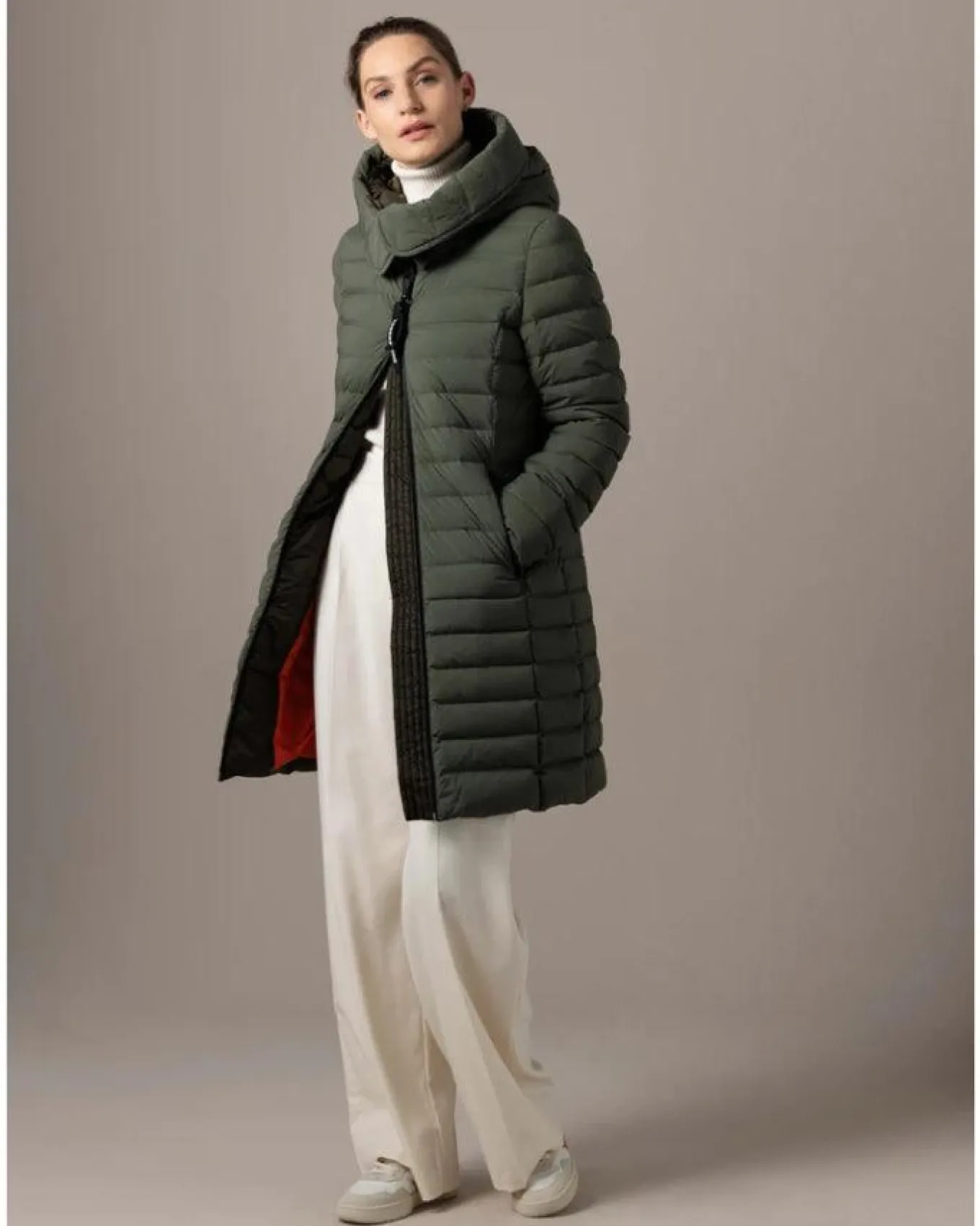 Ruth Knee Length Hooded Down Coat