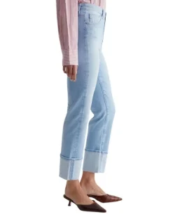 Saige Cropped Wide Turned Up Hem Jeans