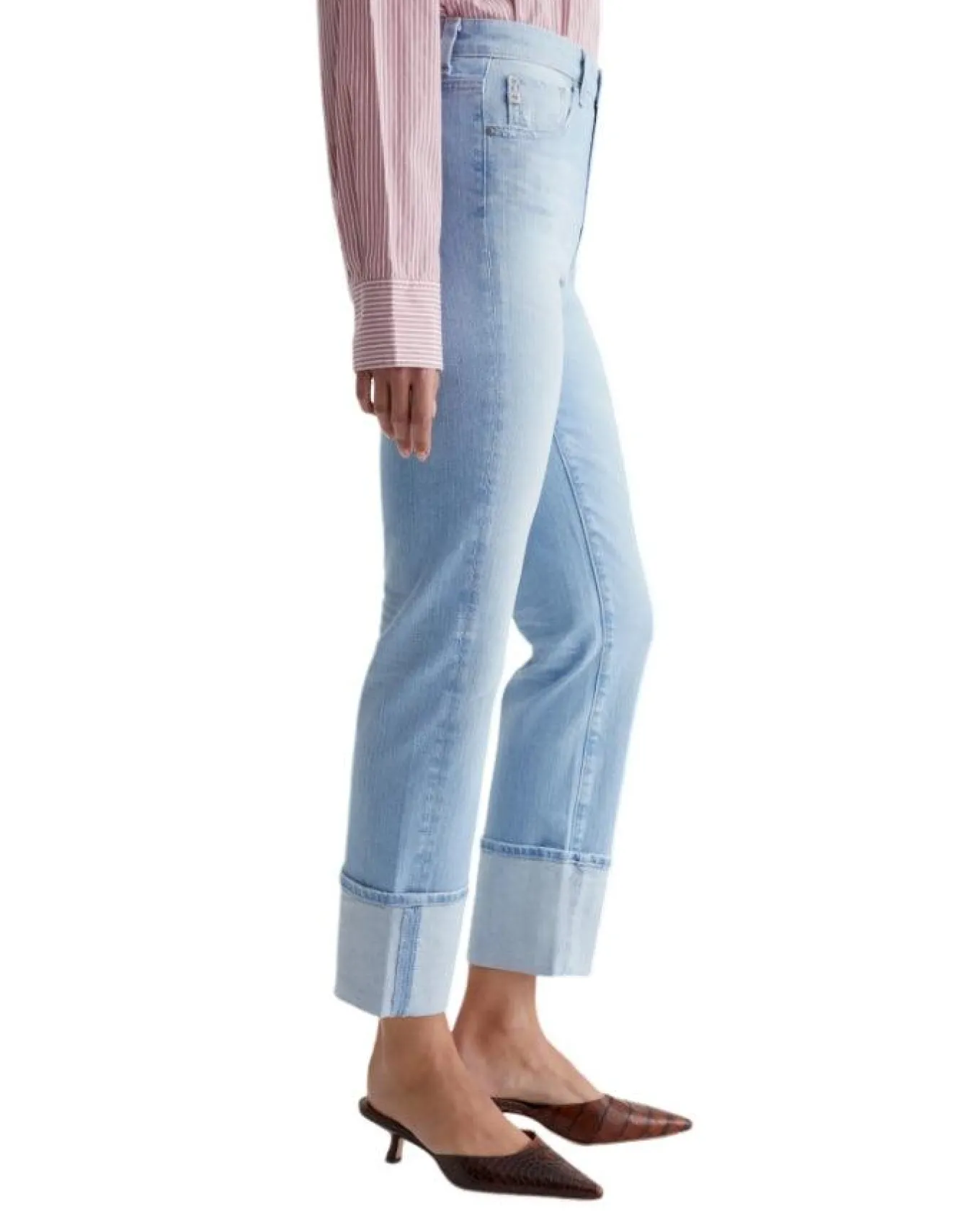 Saige Cropped Wide Turned Up Hem Jeans