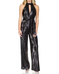 Sequin Halter Wide Leg Jumpsuit