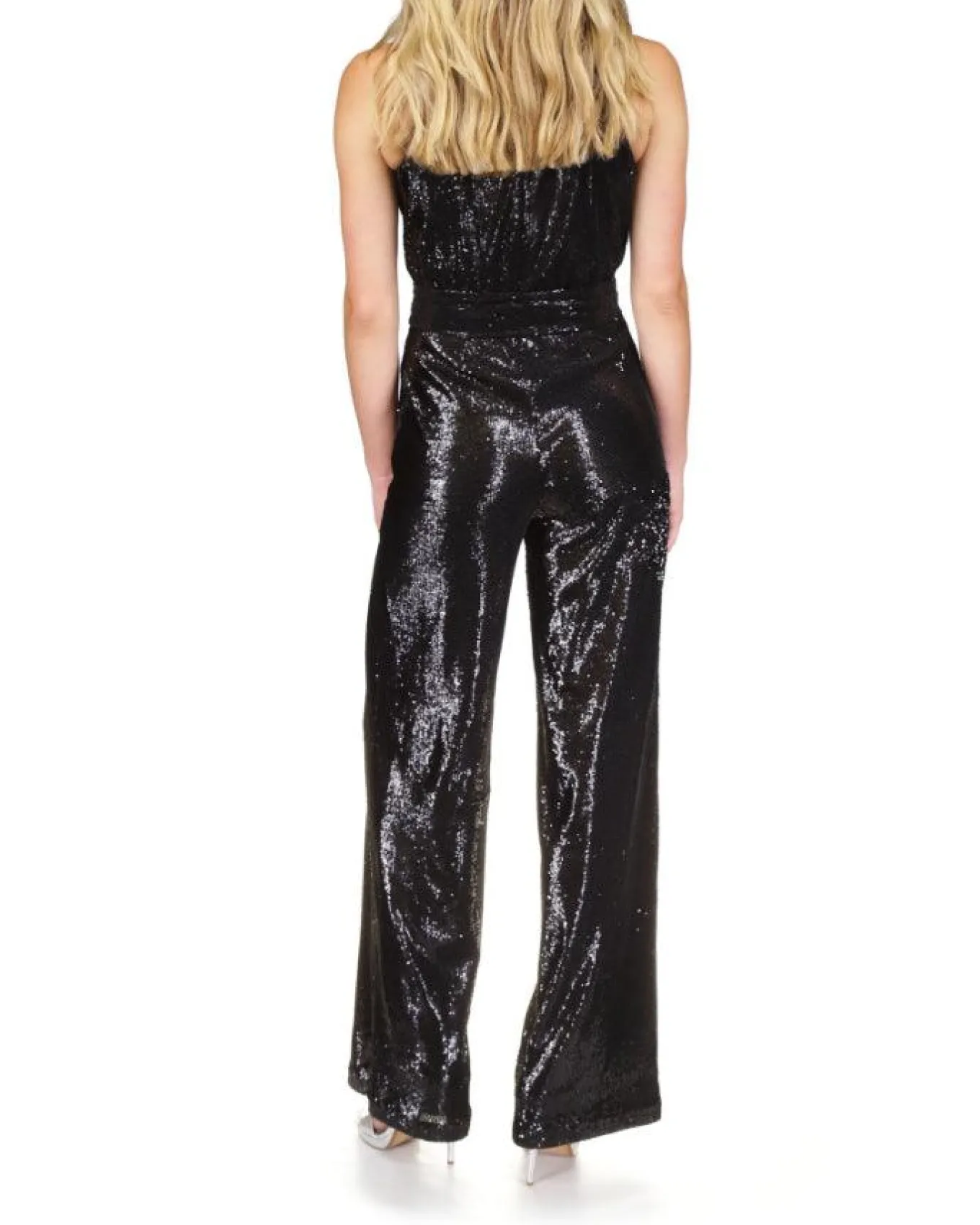 Sequin Halter Wide Leg Jumpsuit
