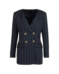 Smythe Collarless Double Breasted Striped Blazer
