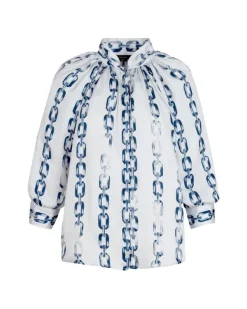 Smythe Gathered Chain link Print Blouse