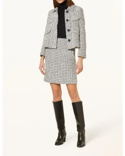 Tweed Contrast Knit Pencil Skirt