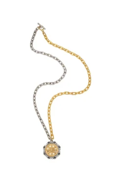 Two Tone Sun King Medal Necklace