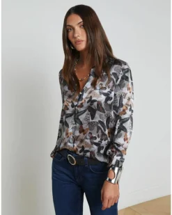 Tyler Dark Butterfly Silk Blouse