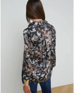 Tyler Dark Butterfly Silk Blouse