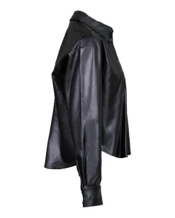 Veronica Beard Aderes Faux Leather Shirt