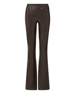 Veronica Beard Beverly Dark Chocolate Vegan Leather Skinny Flare Pant