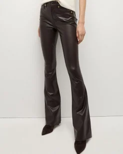 Veronica Beard Beverly Dark Chocolate Vegan Leather Skinny Flare Pant