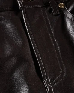 Veronica Beard Beverly Dark Chocolate Vegan Leather Skinny Flare Pant