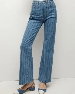 Veronica Beard Crosbie Wide Leg Striped Jeans