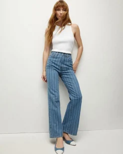 Veronica Beard Crosbie Wide Leg Striped Jeans